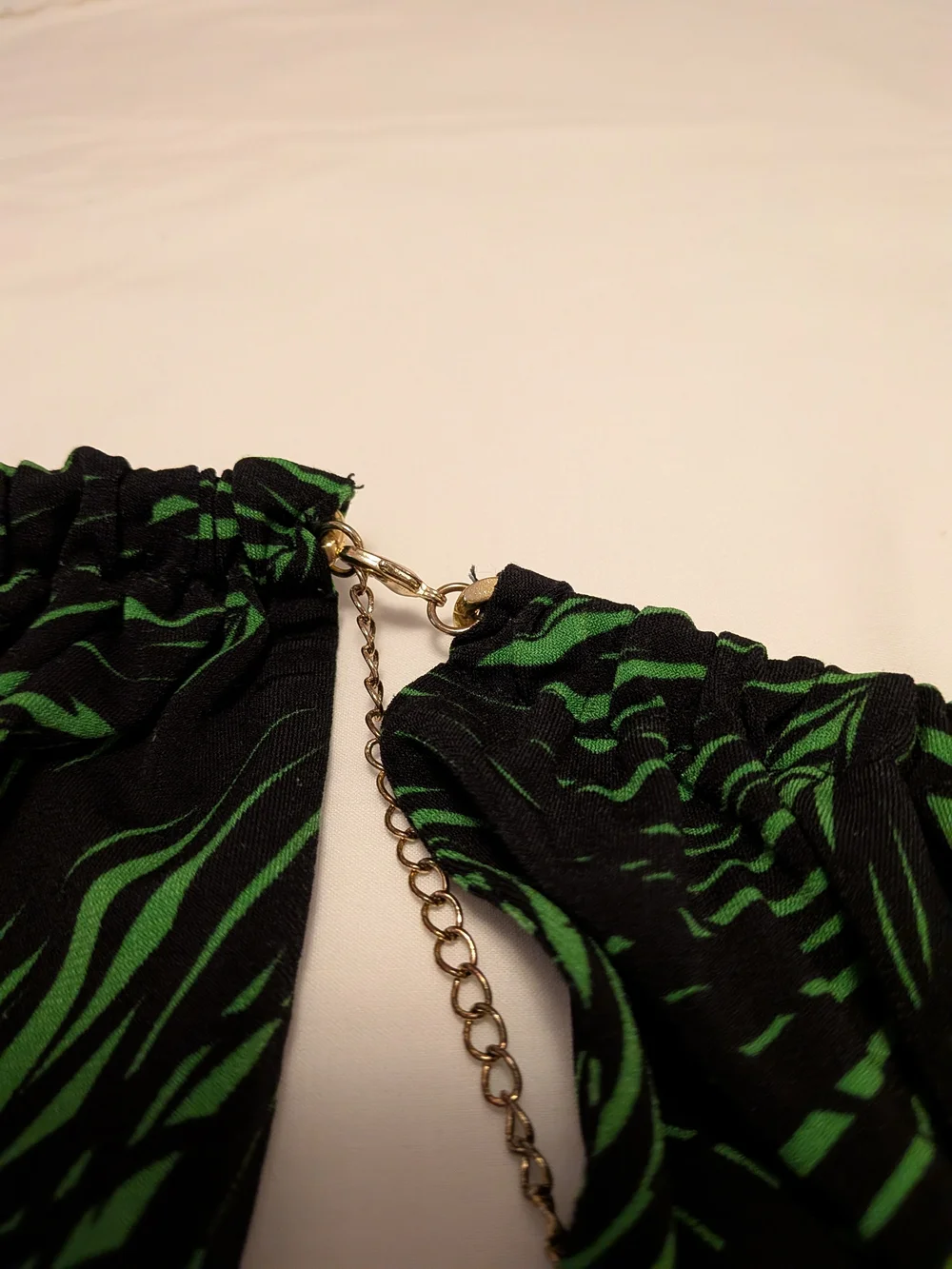 Michael Kors Green Palm-Print Slip Tunic with Gold Chain Straps